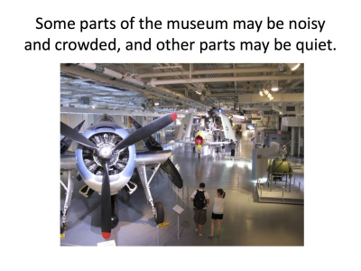 Some parts of the museum may be noisy  and crowded, and other parts may be quiet.