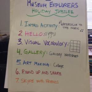 Queens Museum Visual Schedule written and drawings done by hand