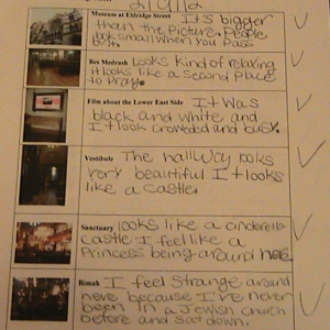 Museum at Eldridge Street Front Page of Visual Schedule Completed by Student