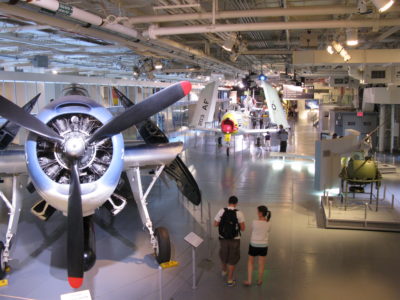 Visitors on the Hangar deck of the Intrepid Museum