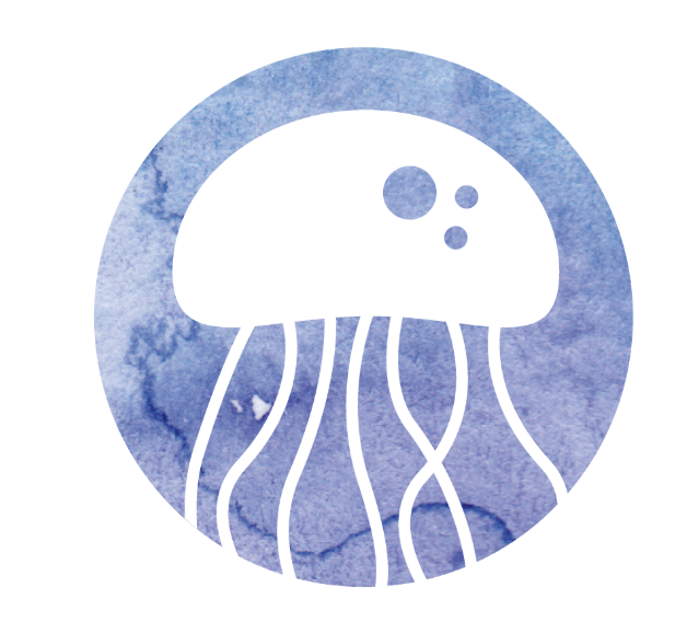 A graphic of a white octopus on a blue background